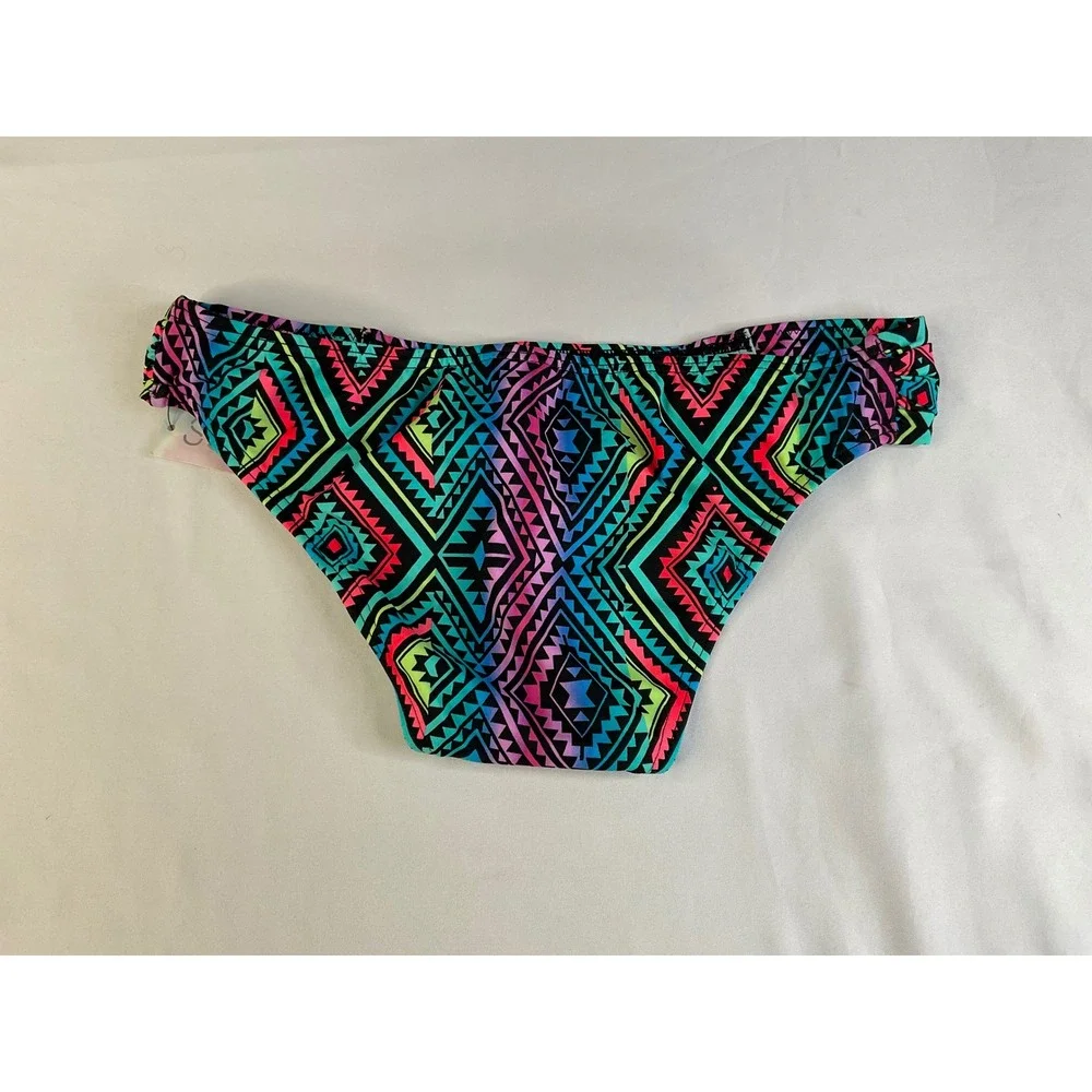 Sundazed Womens XS Viva Side Drape Bikini Bottom Geometric Tribal Neon‎ F04007